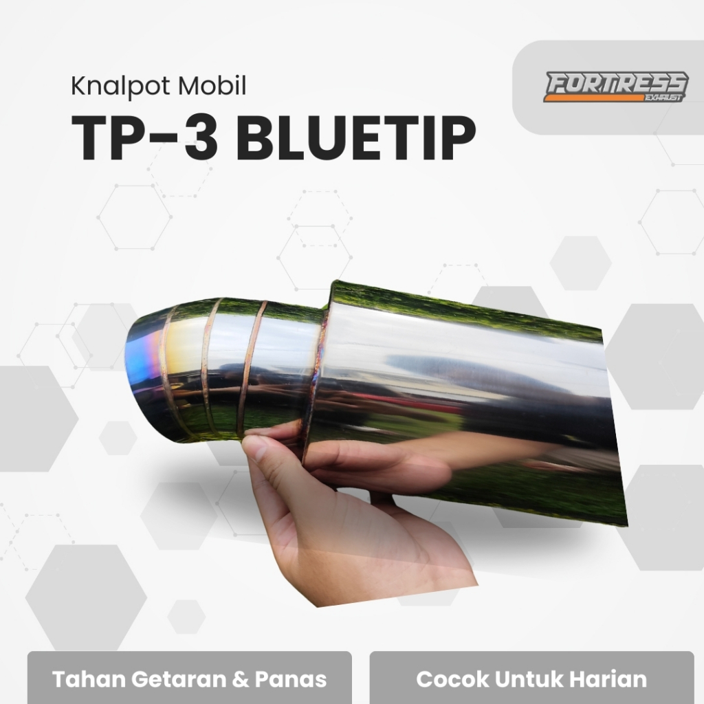 Knalpot Mobil Racing Fortress TP-3 BlueTip Full Stainless - Bass Bulat (Jazz Brio Avanza Civic Dll)