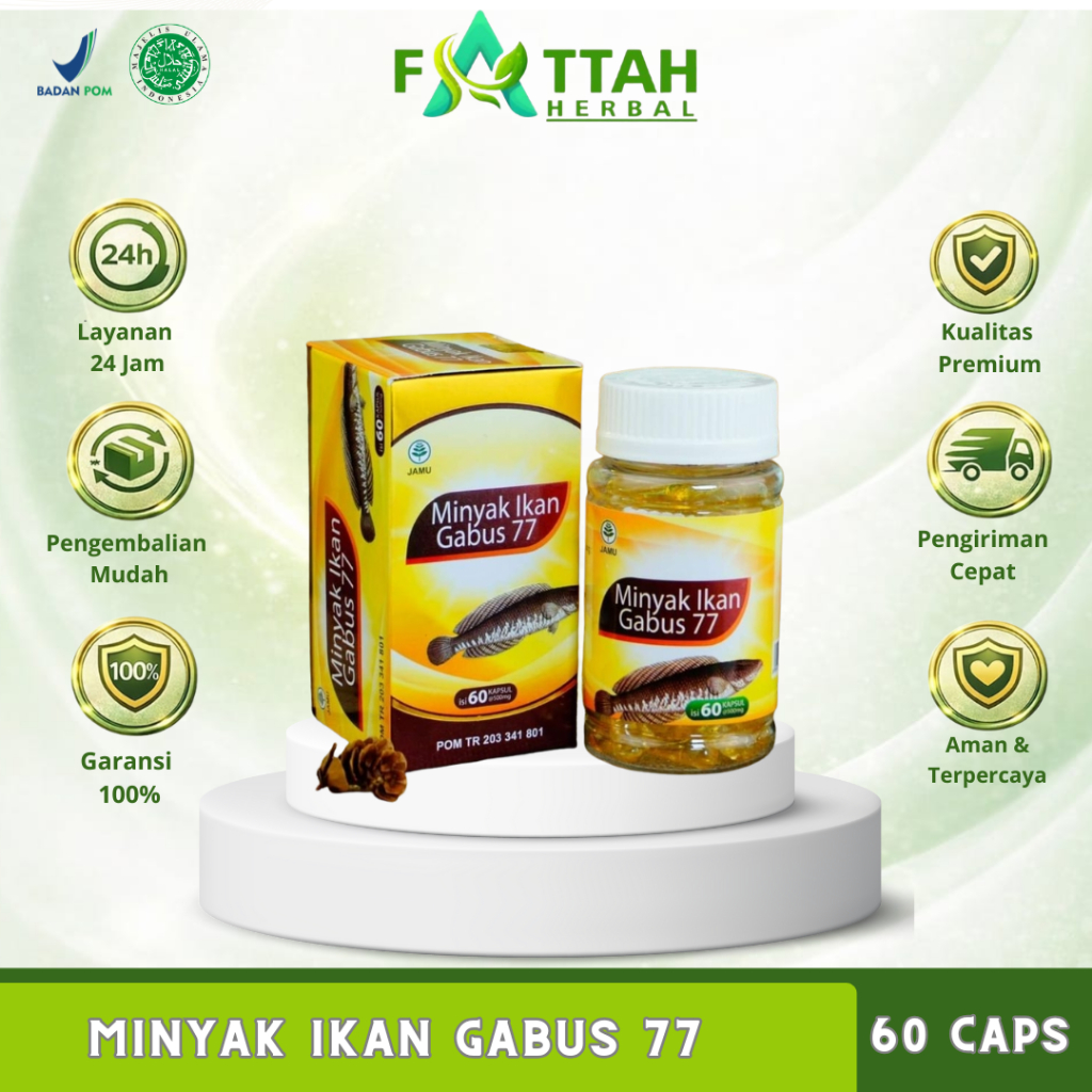 Minyak Ikan Gabus 77 Kapsul Darusyifa Albumin Asli / Minyak Ikan Gabus Pasca Operasi