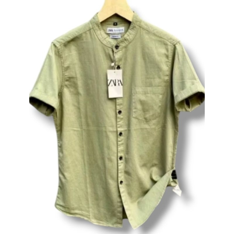 Kemeja Pria Lengan Pendek zara zara kemeja pria kasual kemeja krah shanghai pria kemeja slimfit keme