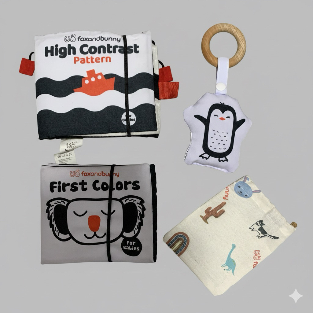 Preloved Contrast Book Fox and Bunny Mainan Anak