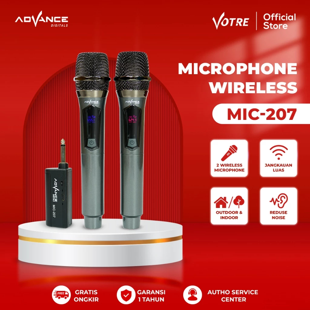 Advance MIC-207 Double Mic Wireless Recharger Bisa digunakan untuk Souncard/Speaker