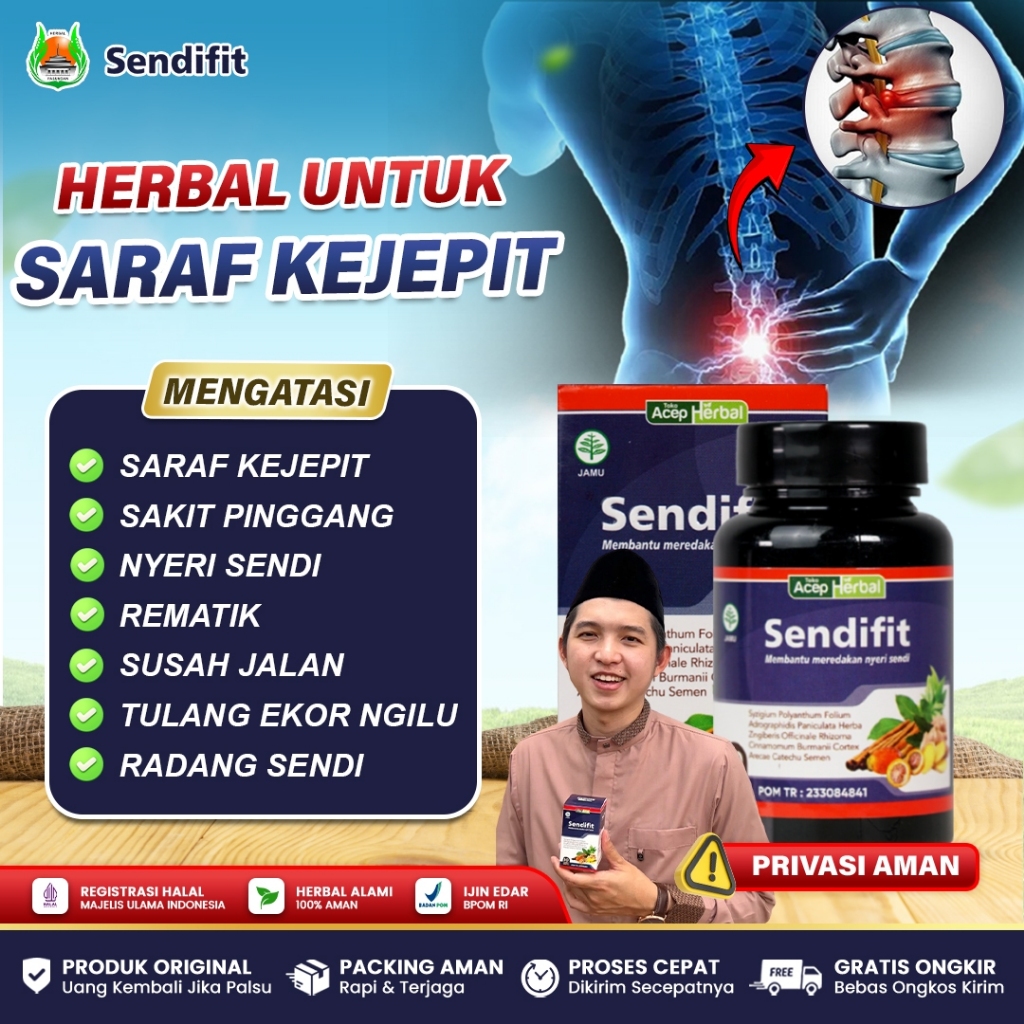 Obat Saraf Kejepit, Saraf Terjepit di Paha Sampai Kaki, Saraf Kejepit di Punggung, Bokong - Sendifit