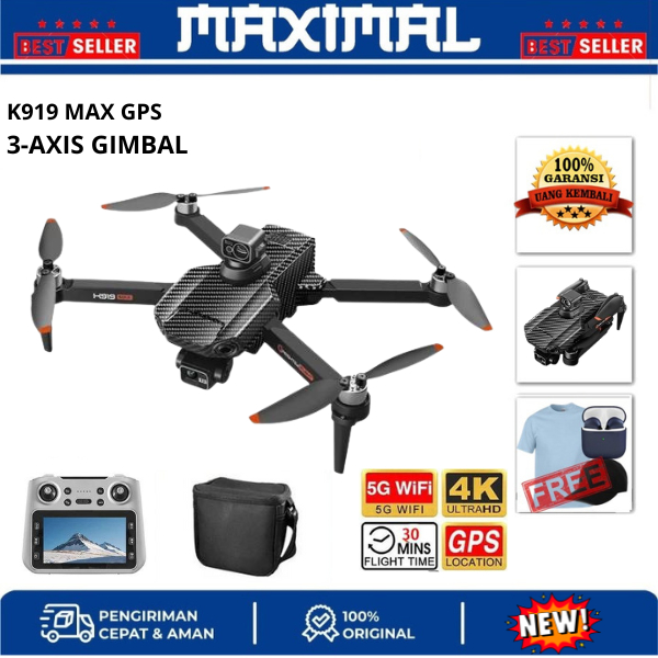 Drone S-X1 4K HD Camera 3-Axis Gimbal Drone GPS Brushless Motor WIFI Remote Layar Besar Optical Flow