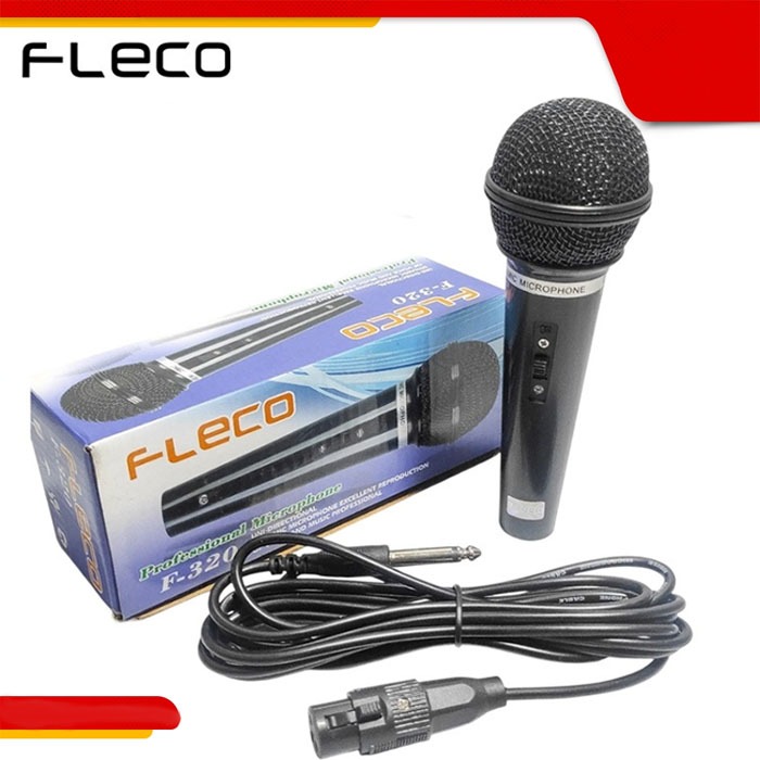 Fleco Mikrofon Profesional Kabel Fleco F-320 Mic Vokal Karaoke Kabel Panjang Tebal Suara Jernih
