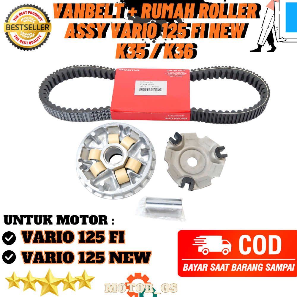 Vanbelt + Rumah Roller Assy Honda Vario 125 FI New / Vanbelt Set Rumah Roller CVT Vario 125 K35 K36