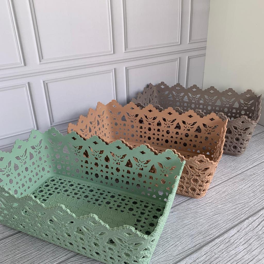 6 Pcs Keranjang Segi Cinta 01 Elandara - Keranjang Plastik Parcel Hantaran Mini