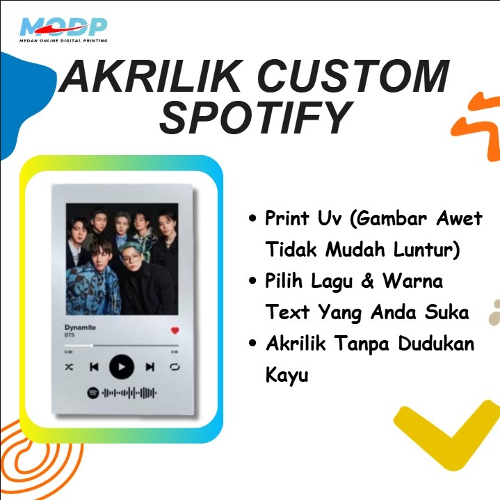 Akrilik Spotify Art - Tanpa Stand Kayu Hanya Akrilik - Spotify Custom - Akrilik Spotify