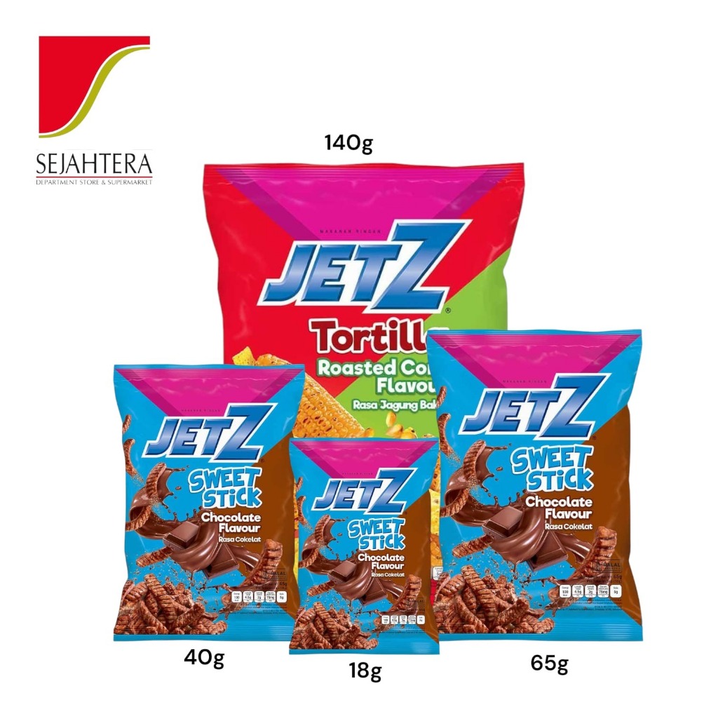 Jetz Snack Tortilla Jagung Bakar 140gr & Jetz Coklat Fiesta 18g 40g 65g Paket Ngemil Seru