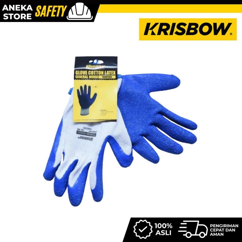Krisbow Safety Gloves Sarung Tangan Pengaman Katun Latex