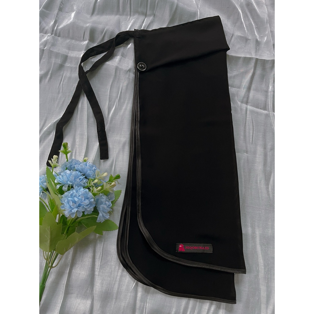 BANDANA PONI / CADAR PONI KANCING CHIFFON JETBLACK ARAB