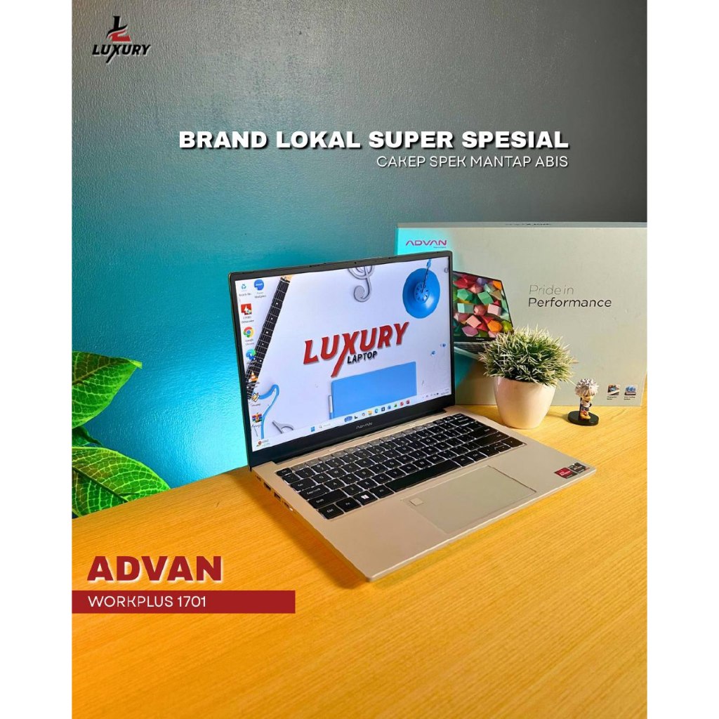 LAPTOP ADVAN WORKPLUS 1701 SLIM RYZEN 5 SSD 512GB RAM 16GB DDR5 6400MHZ BACKLIGHT SECOND