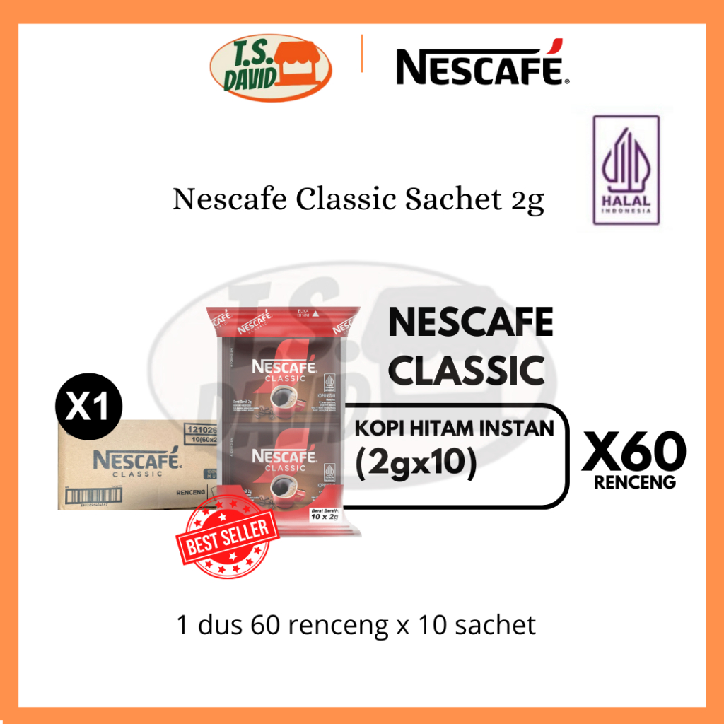 Nescafe Classic Sachet 2g per 1 Karton isi 10 Pack | Harga 1 Dus Kopi Nescafe 60 Renceng