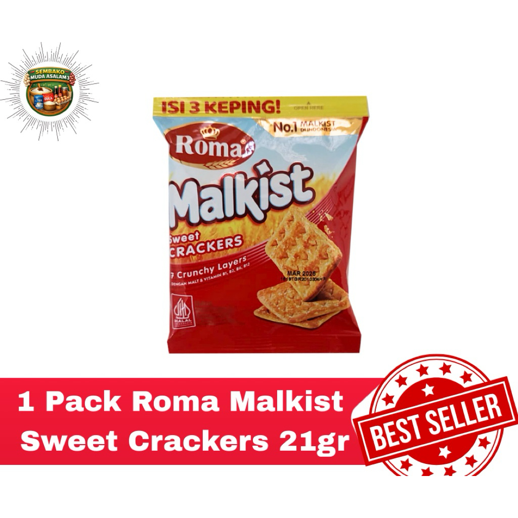 Biskuit Roma Malkist Sweet Crackers 21gr / Roma Malkist Biskui Manis Gurih
