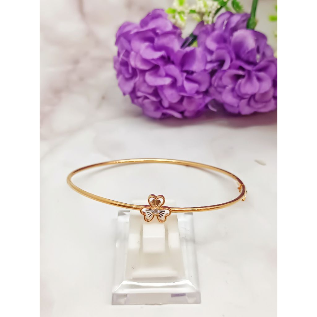 Gelang golong model bunga variasi emas muda kadar 300/6k