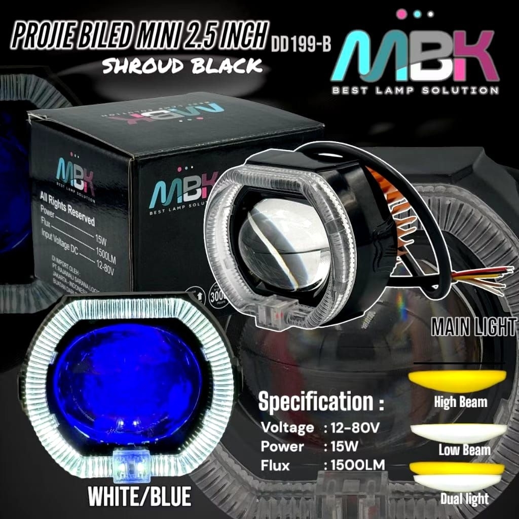 LAMPU DEPAN MOTOR PROJIE MINI 2.5 INCH MBK UNIVERSAL
