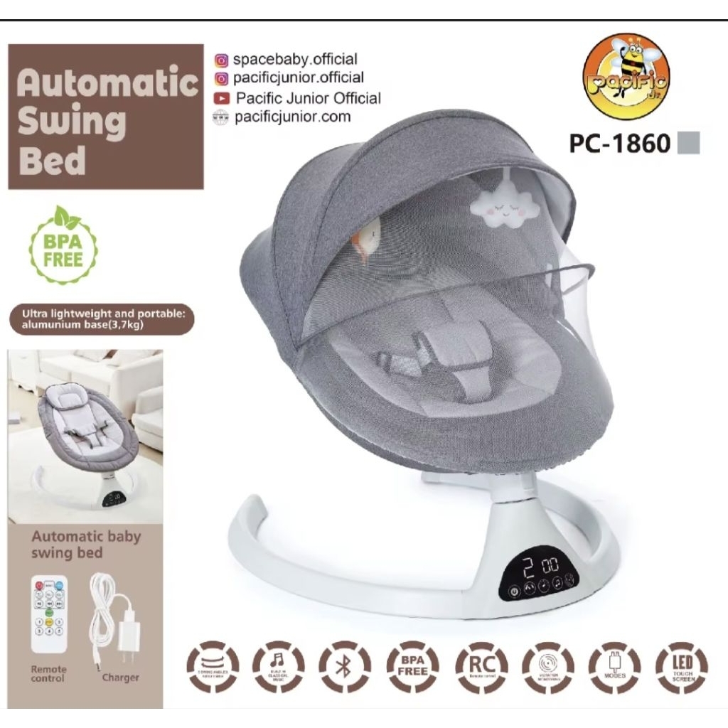 Automatic swing bed bouncer space baby (Preloved)
