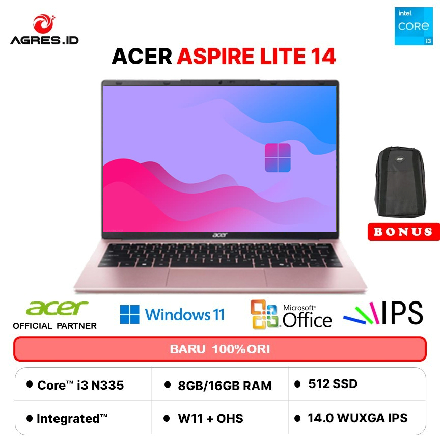 ACER ASPIRE LITE 14 AL14 - CORE I3 N355 - RAM 16GB 512GB W11+OHS 14.0WUXGA IPS  -32P