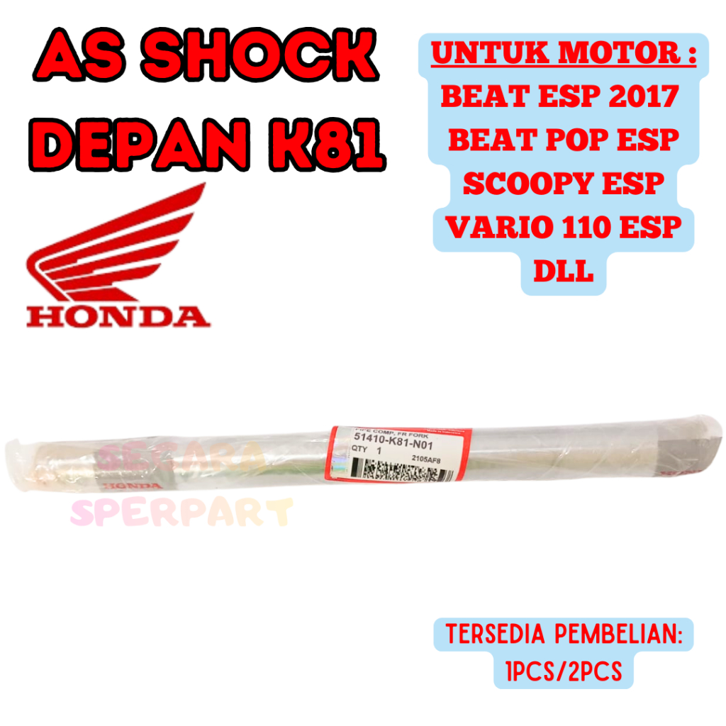 AS SHOCK DEPAN 1&2 PCS KODE K81 HONDA ORIGINAL BERKUALITAS UNTUK MOTOR  BEAT ESP 2017  VARIO 110 ESP