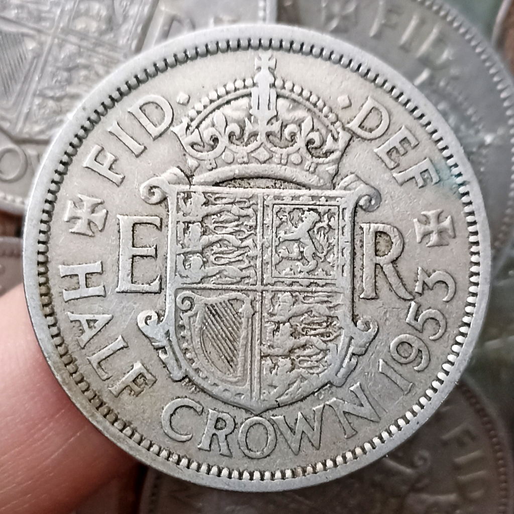 Koin Kuno Inggris (United Kingdom) Half Crown Tahun 1953