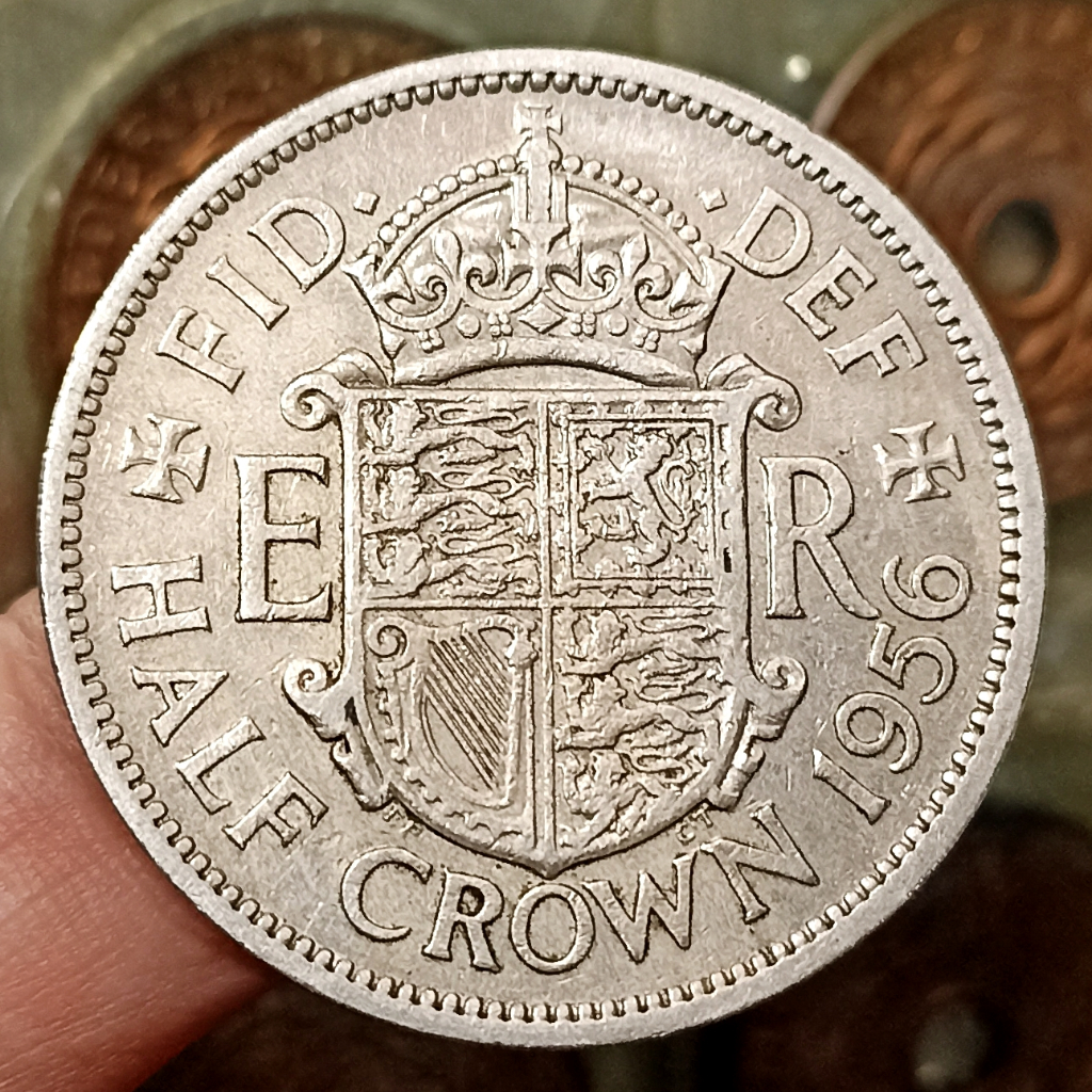 Koin Kuno Inggris (United Kingdom) Half Crown Tahun 1956