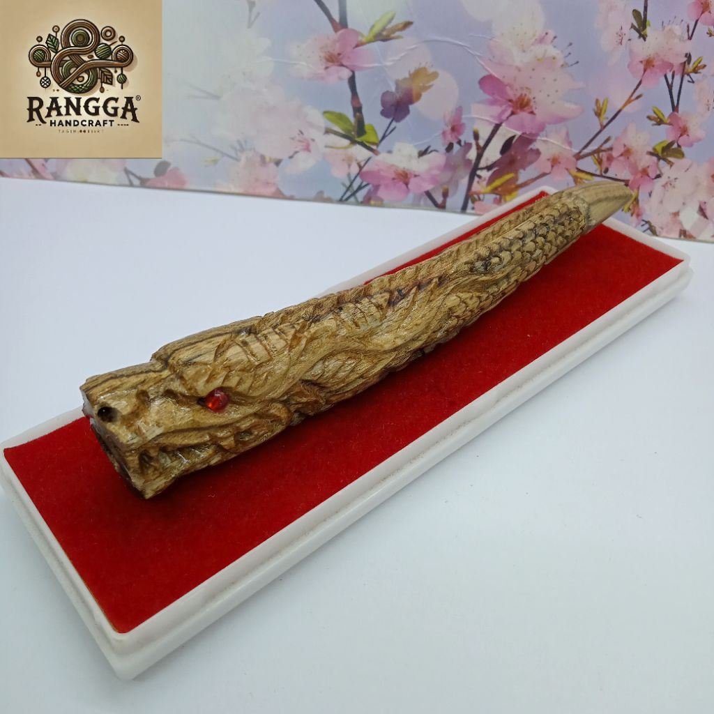 once pipa kayu kemuning gading ukir naga B376