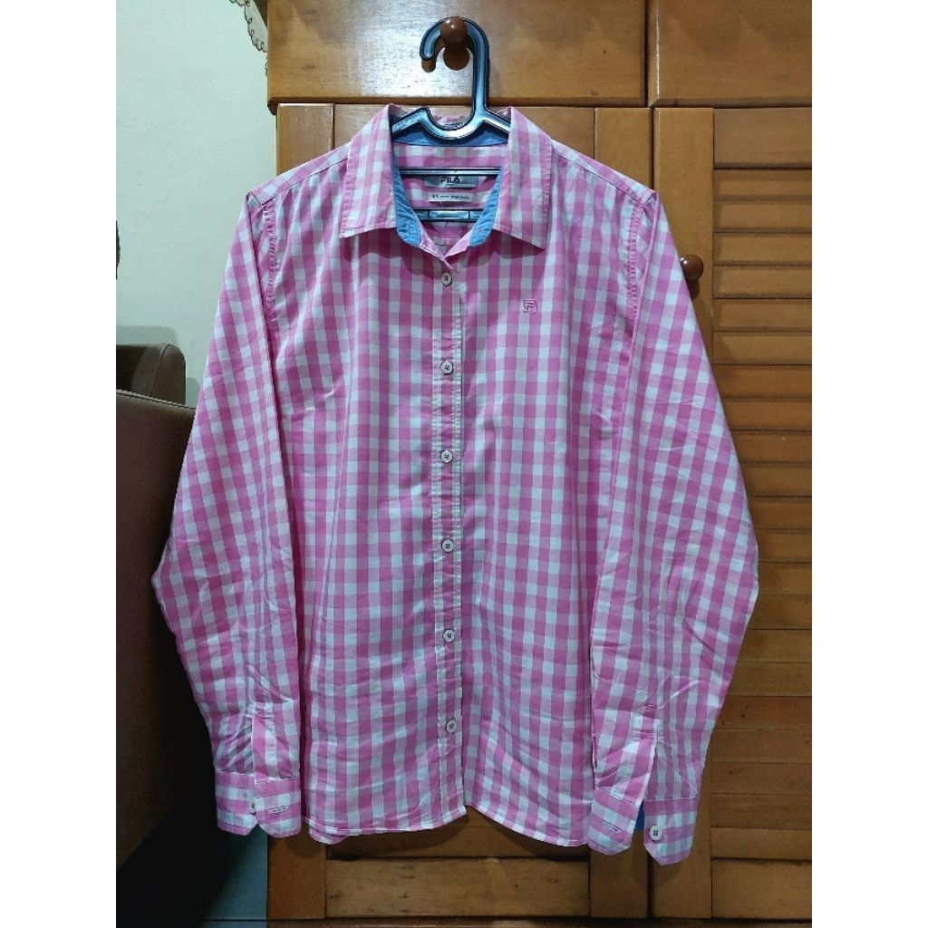 Kemeja wanita Fila pink lengan panjang size L