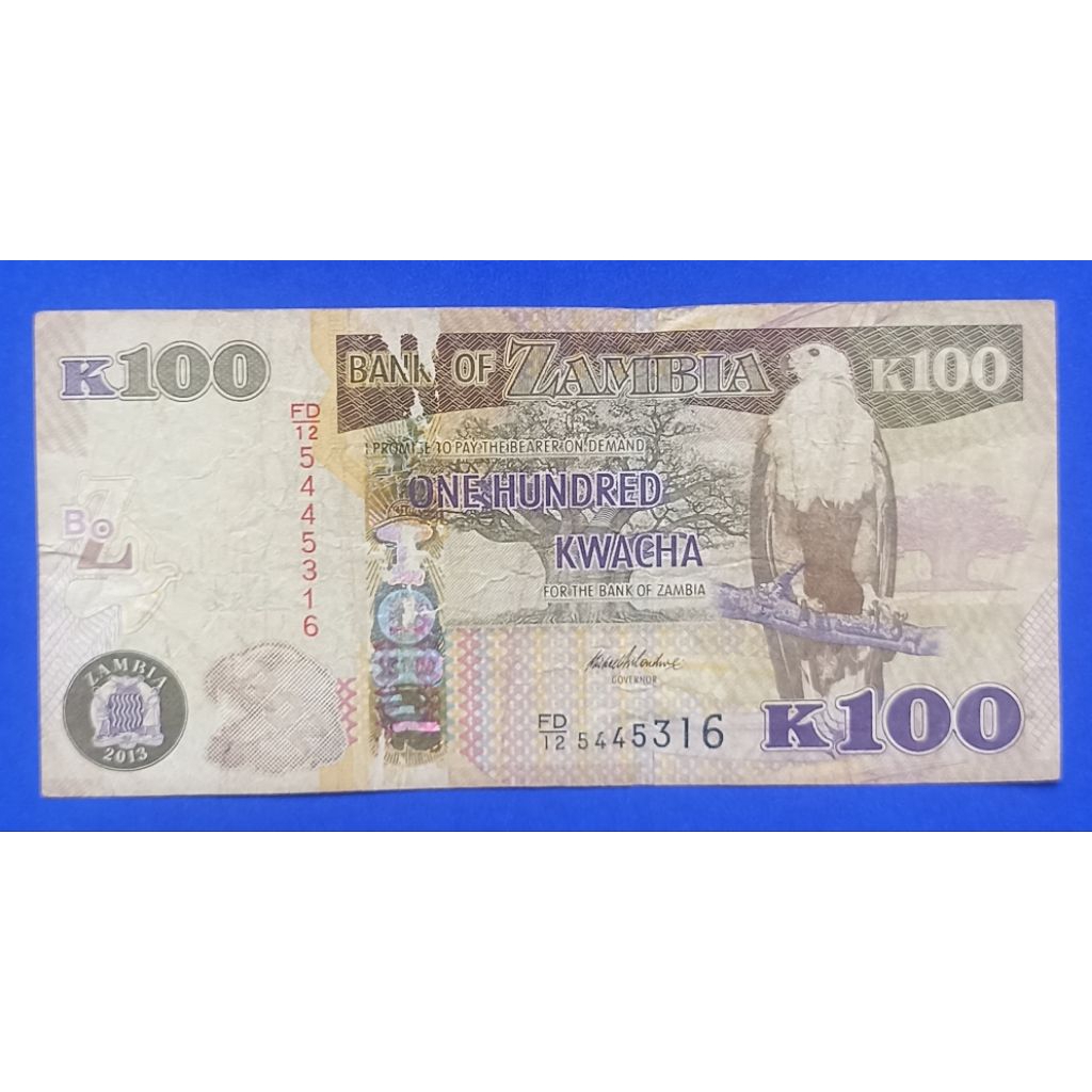 UANG KERTAS ZAMBIA 1OO KWACHA