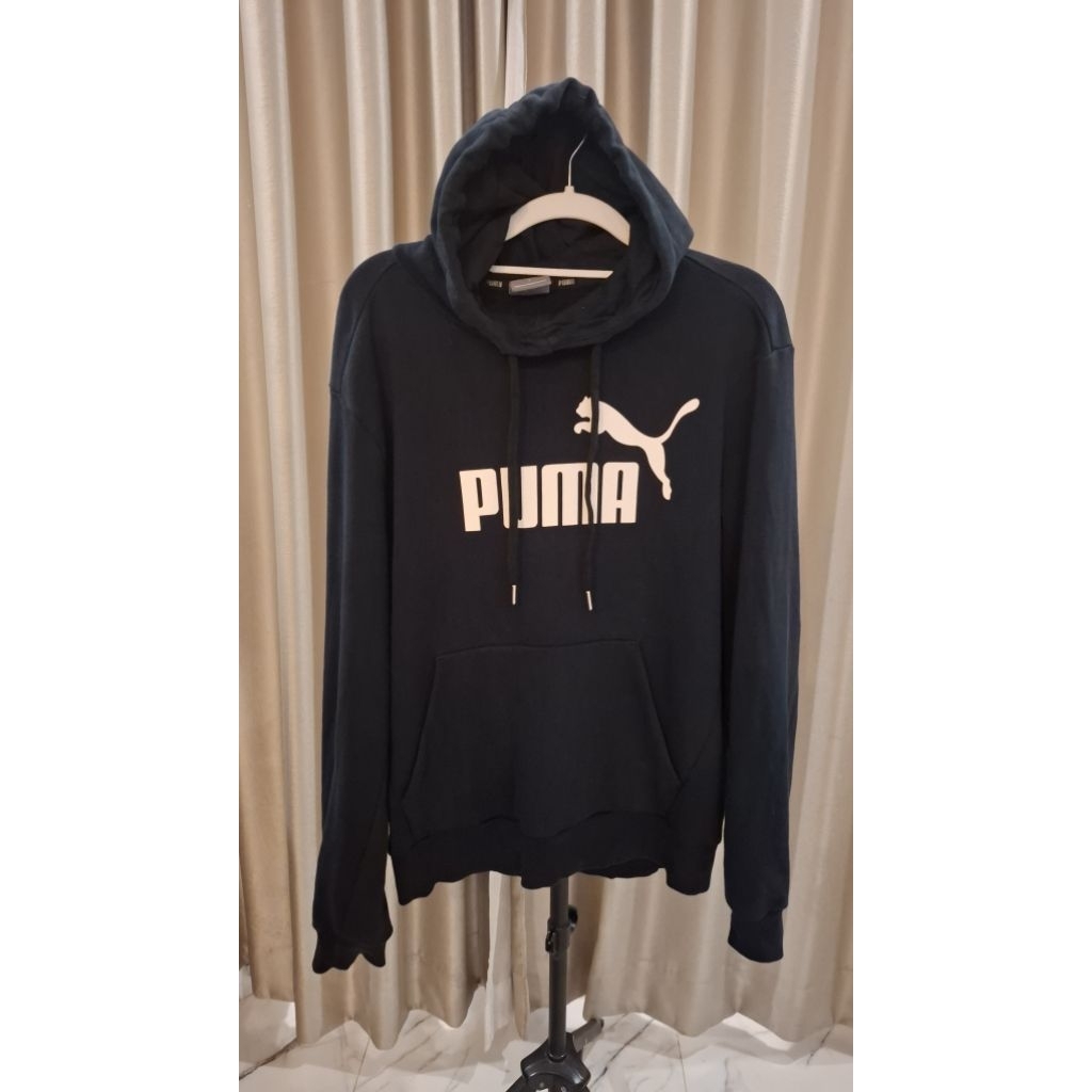 Hoodie Puma Big Logo Warna Navy Pekat Size L (Ld 118 x Panjang 69)
