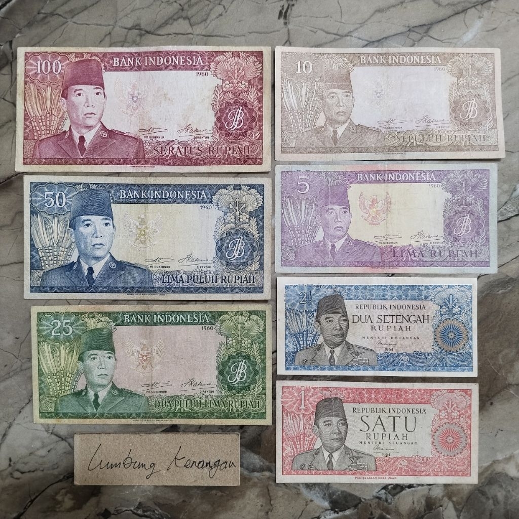 Uang kuno Set Seri Sukarno 7 Lembar