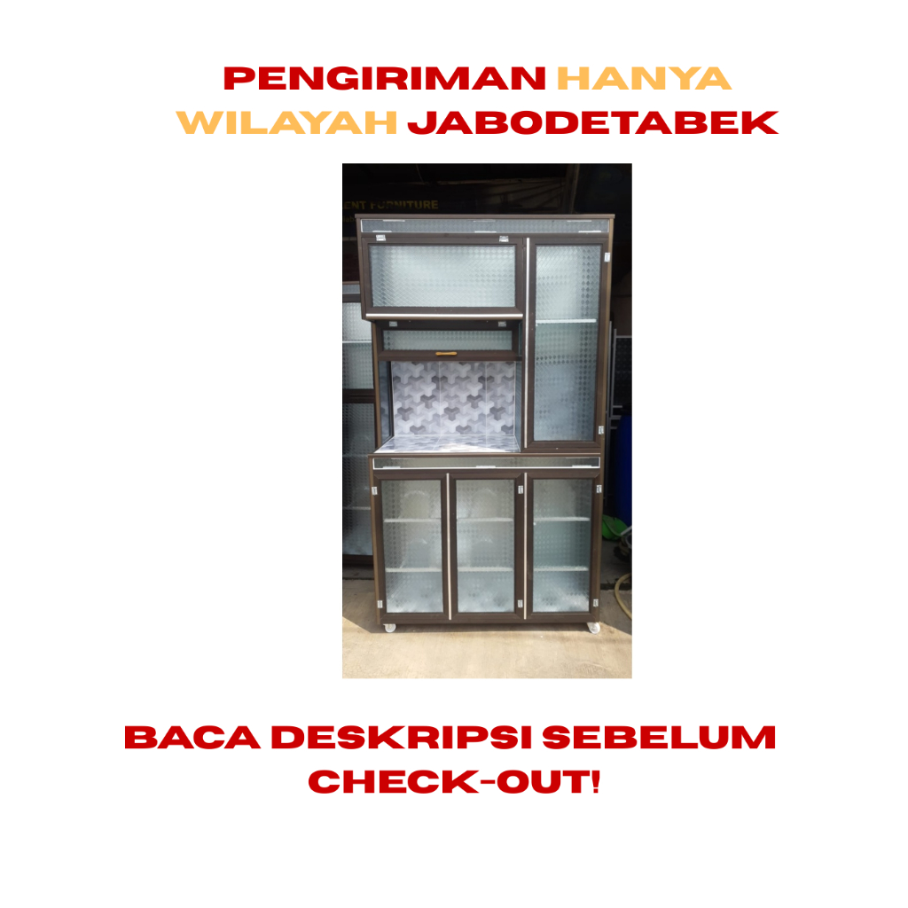 Rak Piring Alumunium 3 Pintu Super + Roda CA tanpa kunci