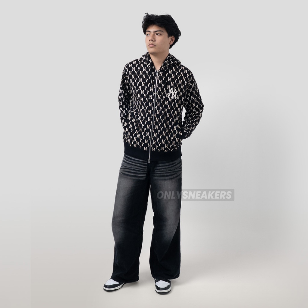 MLB KOREA NEW YORK YANKEES MONOGRAM JACKET BROWN BLACK