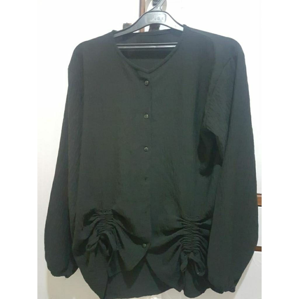 Blouse Serut Crinkle - Black
