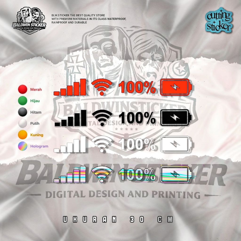 STICKER CUTTING SINYAL WIFI MOBIL UKURAN 30CM