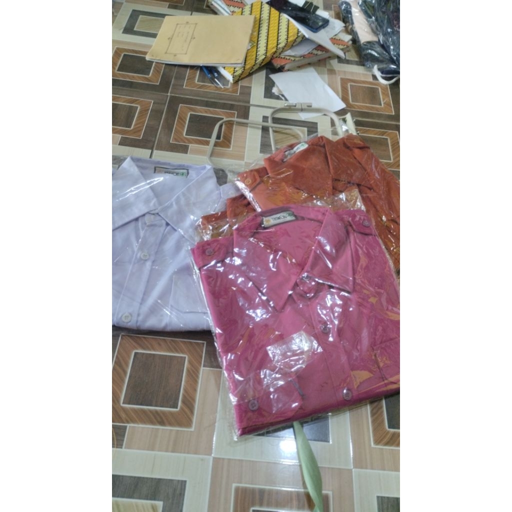 Kemeja PDH Polos pria wanita lengan panjang