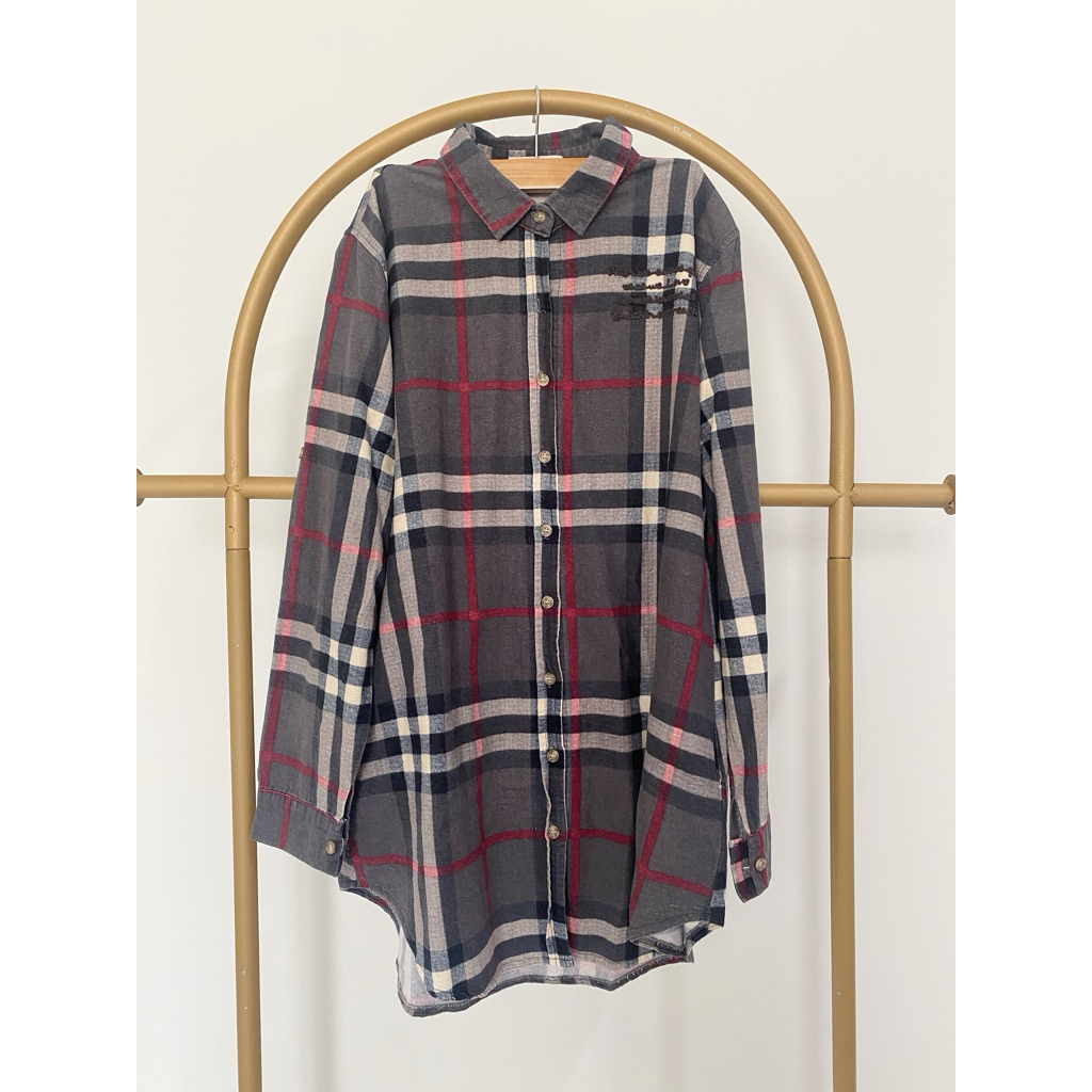 Tunik Kemeja Korean Style Kekinian Lengan Panjang Flanel