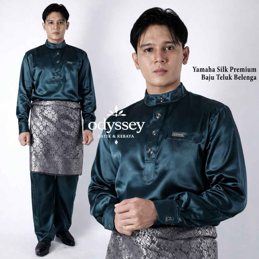 Teluk Belenga Dewasa Baju Melayu Pria Shanghai Bahan Satin Silk Premium Baju Pengantin Pria Muslim S