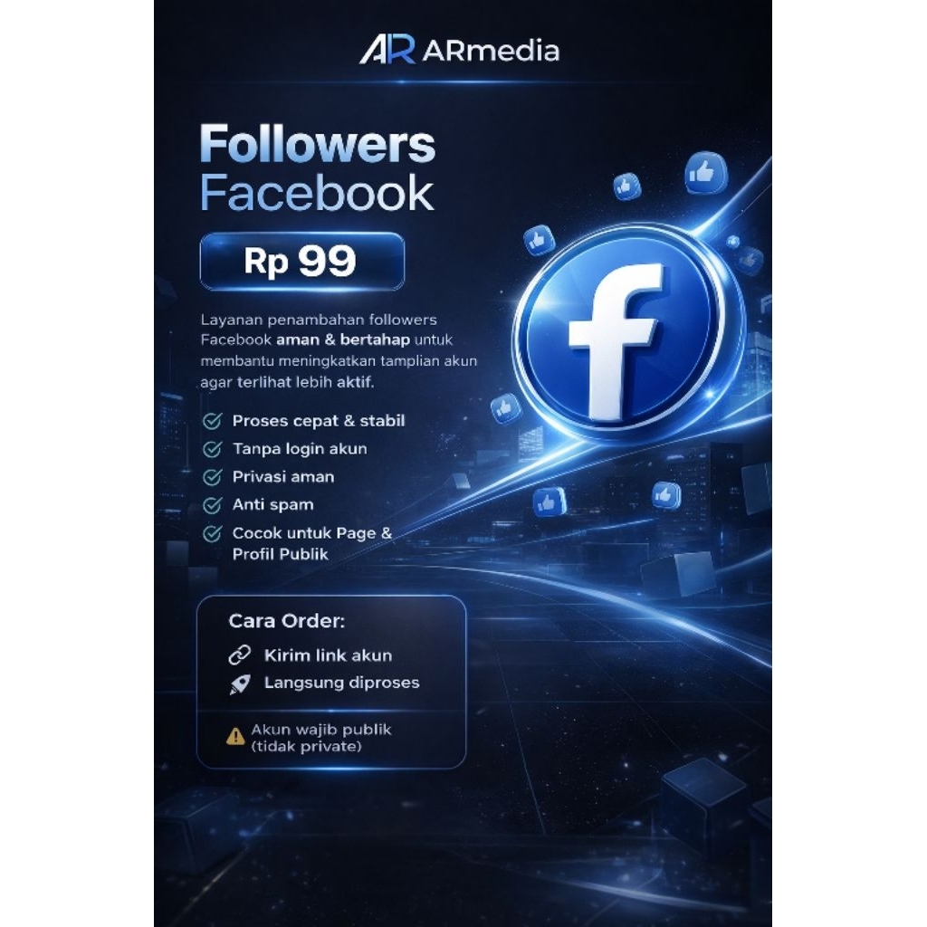 Followers Facebook Murah | Tambah Follower FB Real Aktif | Cocok Page & Profil | Proses Cepat