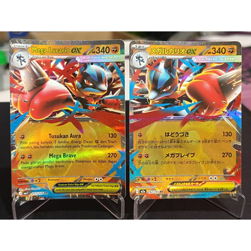 kartu pokemon TCG ori Mega Lucario ex RR Indonesia japan