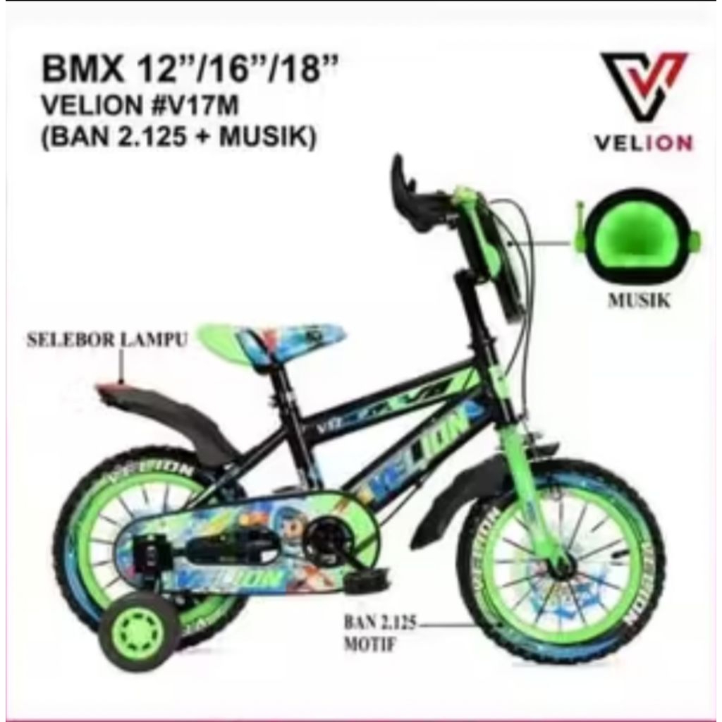 Sepeda Anak Velion BMX 12 inch V17M Musik