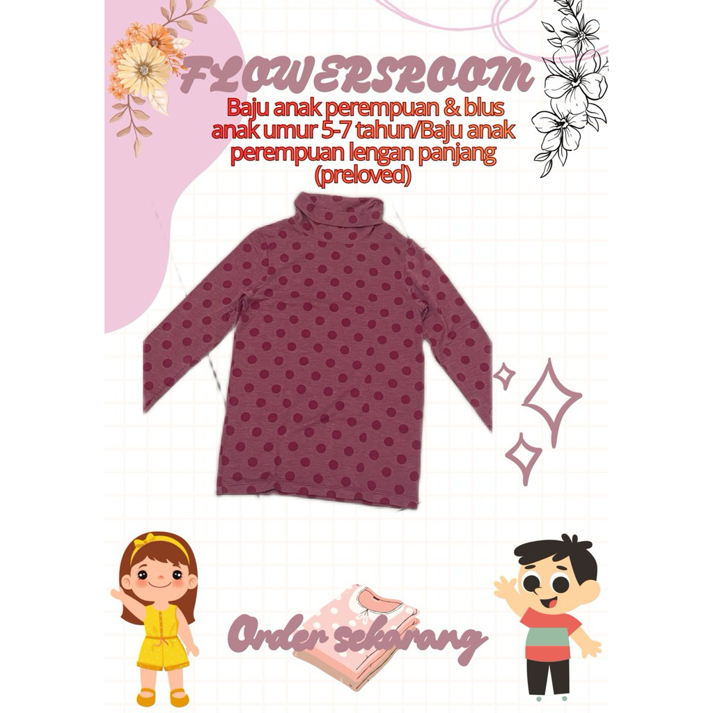 Baju anak perempuan & blus anak umur 5-7 tahun/Baju anak perempuan/Atasan anak perempuan (preloved)