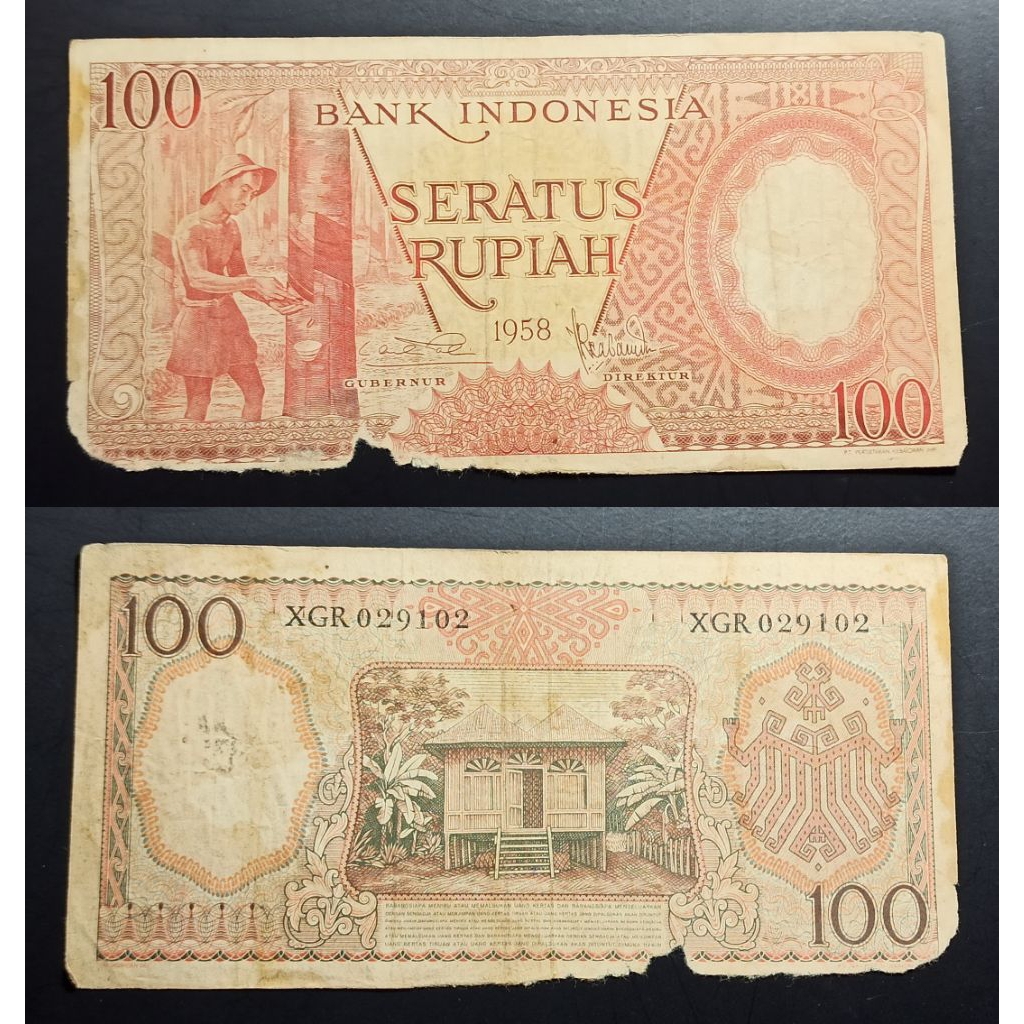 uang kuno Indonesia 100 pekerja 1958 p2752