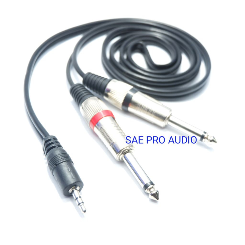 Kabel Mixer Ke Hp Jack Mini Stereo 3.5mm To 2 Akai Mono 6.5mm Kabel ATN Berkualitas