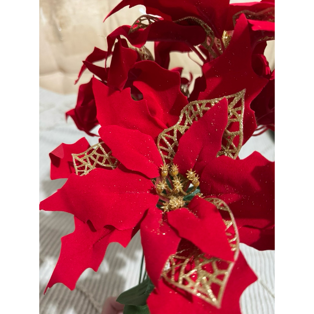 Bunga beludru merah gold, 5 bunga di 1 tangkai