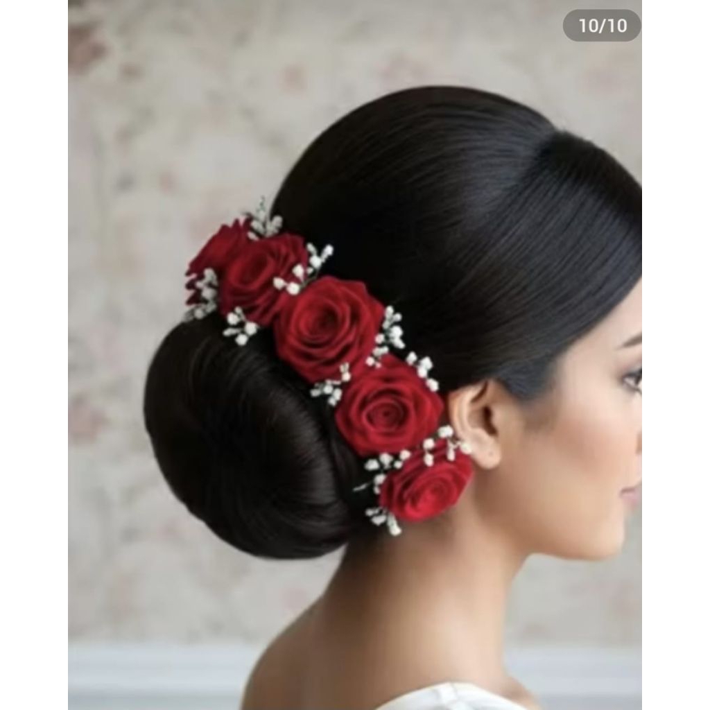 Aksesori Hiasan Sanggul Bunga Mawar /HiasanSanggul pengantin Bunga Mawar