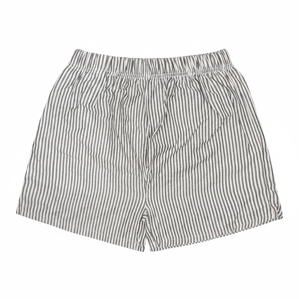 Celana Boxer SALUR Pria Wanita Celana Pendek Model Kancing Saku BOXER MOTIF GARIS GARIS SALUR HITAM