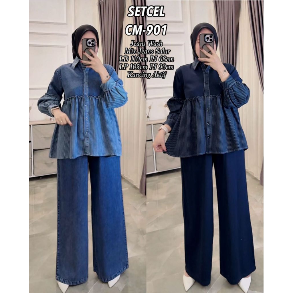 Silvia Tunik Jeans | Set Tunik Jeans 056 | Tamara SetCel Bordir | Modema Set Skirt | Sella Setcel