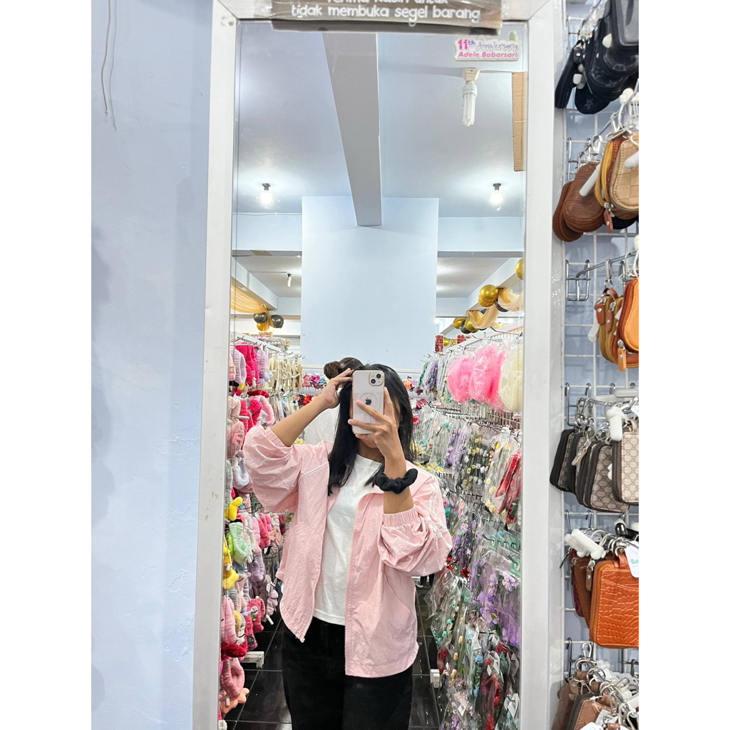 jaket wanita santai warna dust ping