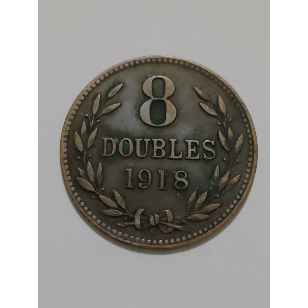 Koin Guernsey 8 doubles 1918 dm 31,7 mm