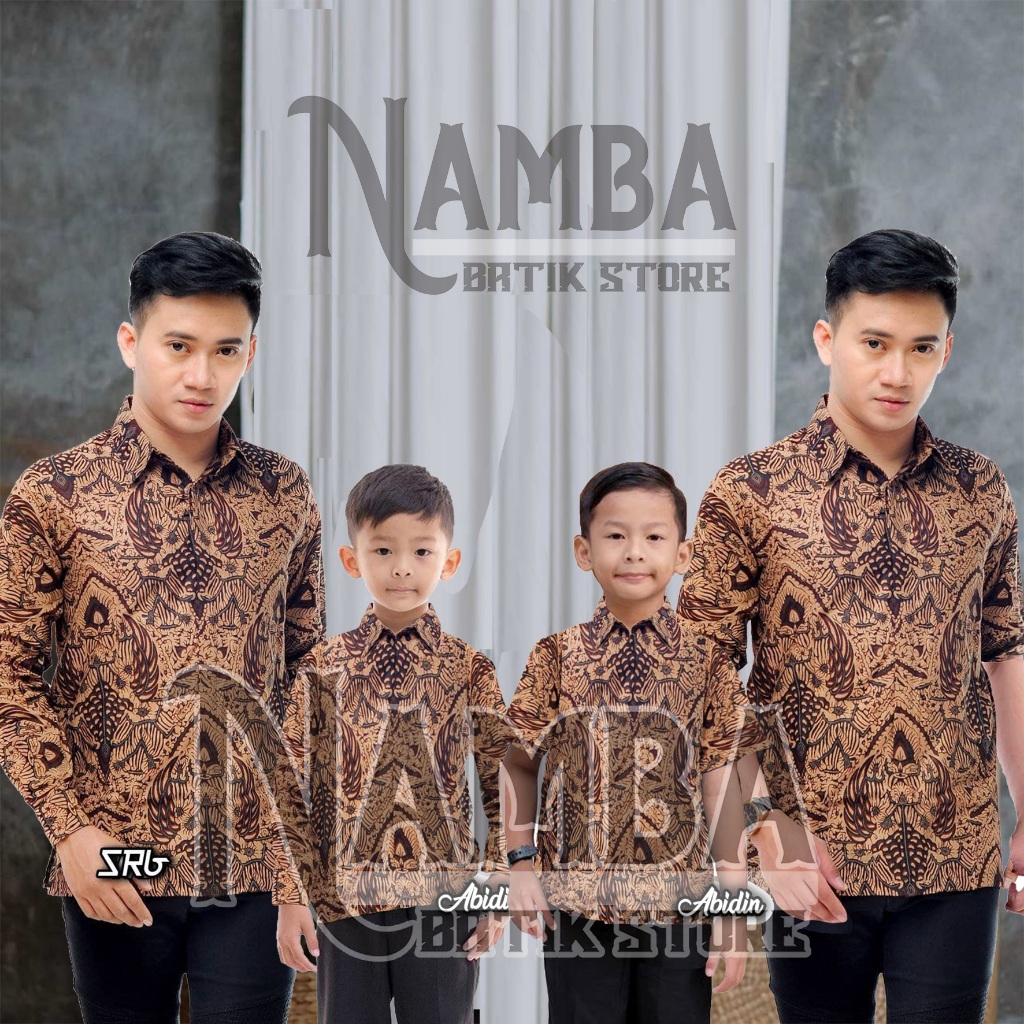 Mataram Mocca coklat Couple Batik Ayah dan Anak Laki laki || Kemeja Batik Pria Dewasa Lengan Panjang