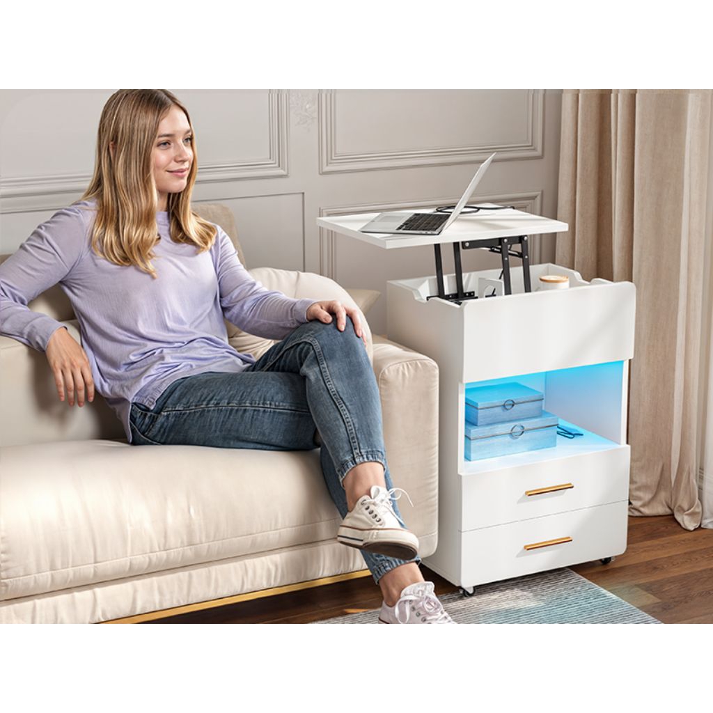 NLU 03 meja nakas minimalis modern lampu led Meja Nakas Kamar Tidur Meja Samping Kasur Bedside Table